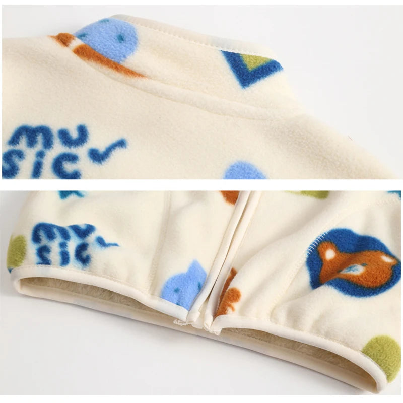 Girls Coats 1 to 8 Years Winter Children Clothes Double-Faced Heart Print Jackets Boys Plush Fleece Warm Outerwear Baby Clothing