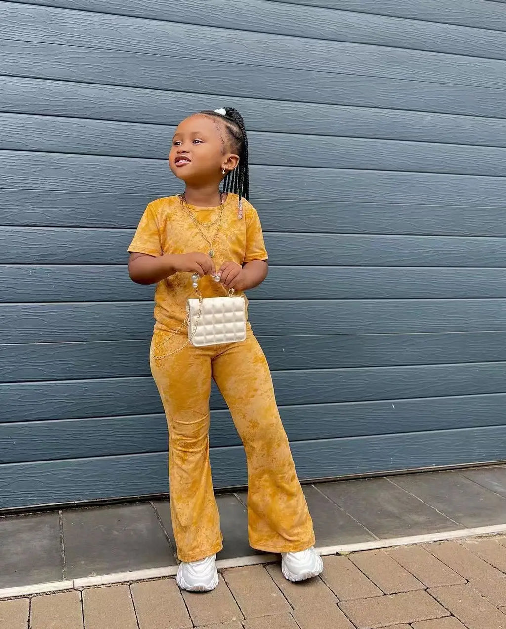 Girls' Clothes Set Children Short Sleeved Fared Pants 2-Piece Set Baby Casual Wear Printing Kids Girl's Clothes 3 4 5 6 7 8 Year