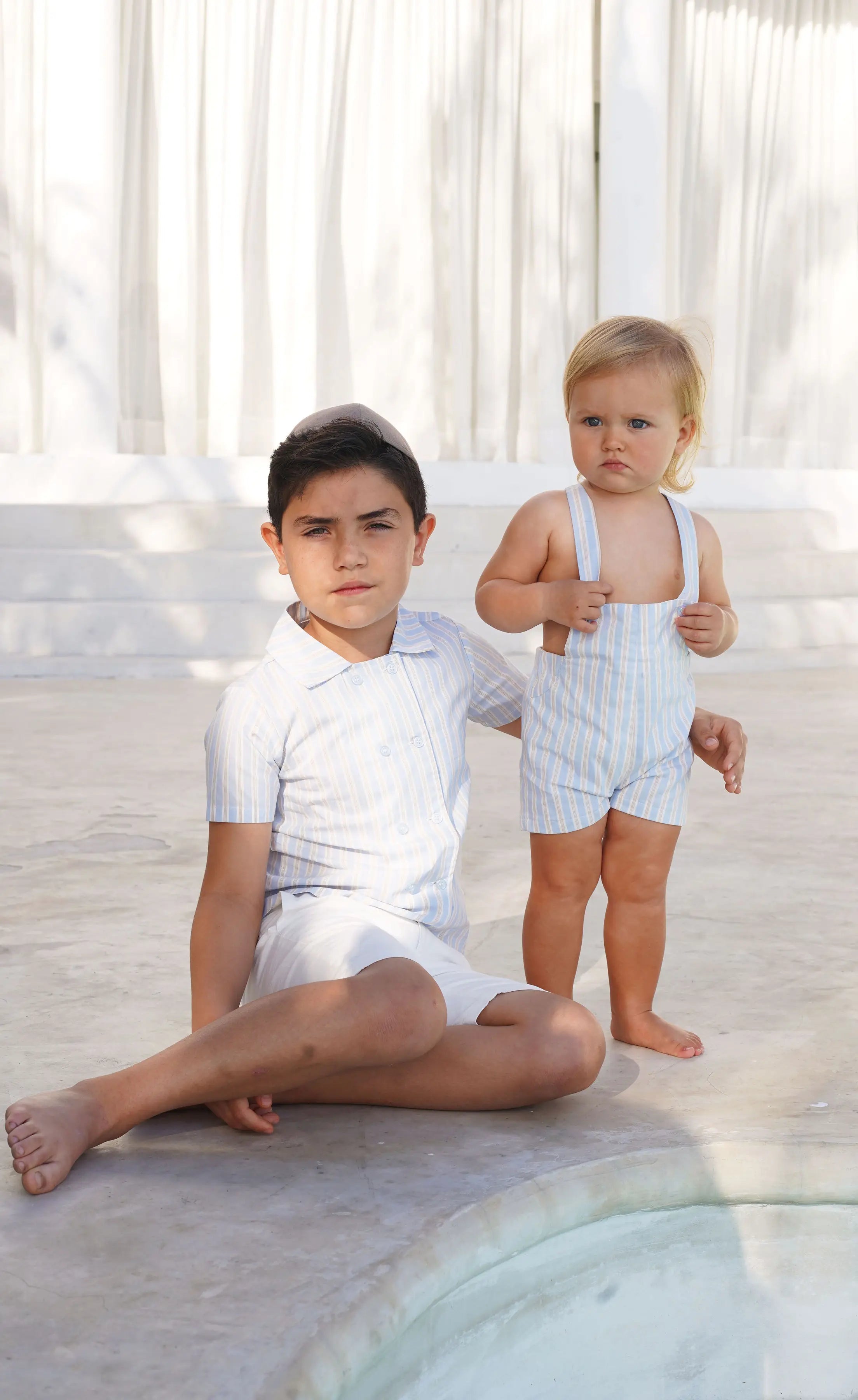 AP Summer Heirloom Striped Collection 2025SS Girls Handmade Smocked Dress Cute Baby Gilrl Set Boys Family Matching Clothing