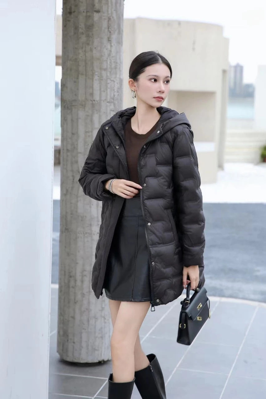 Women's Jackets Autumn and Winter Warm Down Jacket Pressed Rubber Hooded Coat 2024 New Light Slim Street Women's Parka Coat