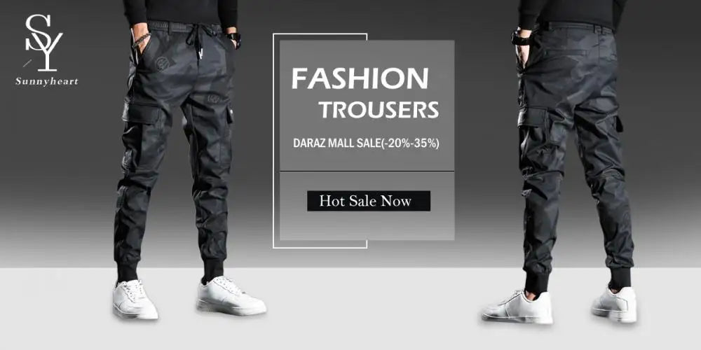 Men Cargo Pants Camouflage Print Drawstring Multi Pockets Bottoms Ankle Tied Trousers Autumn Elastic Waists Casual Sports Pants