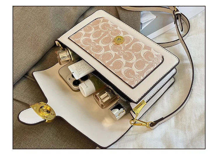 Women Bags Elegant Underarm Bag Letter Print Single Shoulder Crossbody Bag PU Leather Small Messenger Bag Flip Women's Handbags