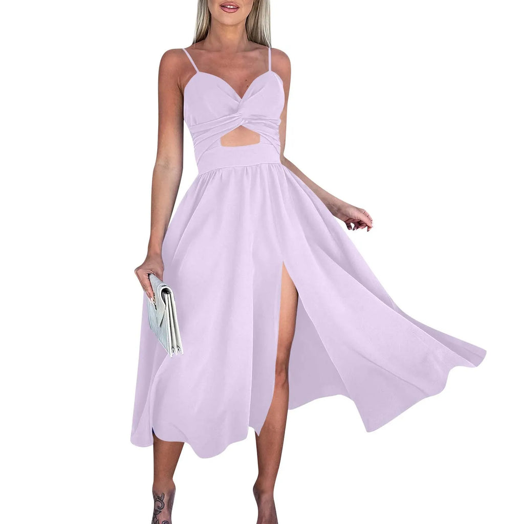 dresses for women trend sexy party dresses V-Neck Big Swing Slimming Backless Sleeveless long Dress Suspenders Hollow vestidos