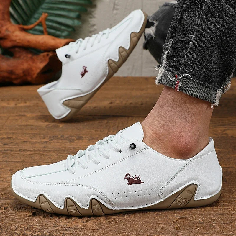 Classic Red Shoes for Men PU Leather Comfortable Walking Shoes Fashionable Women's Casual Shoes - Multifunctional Low Top Design