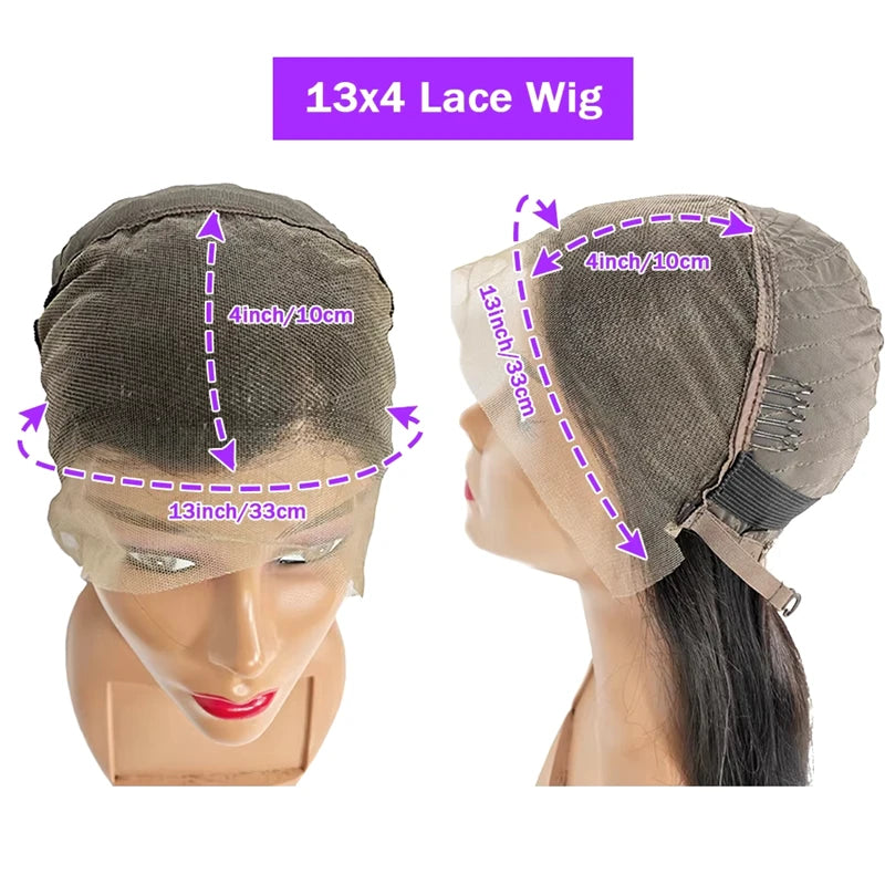 200 Density Straight 13X4 Lace Frontal Bob Wigs 100% Human Hair for Women Brazilian Remy Hair Pre Plucked Virgin Hair #1B 16inch