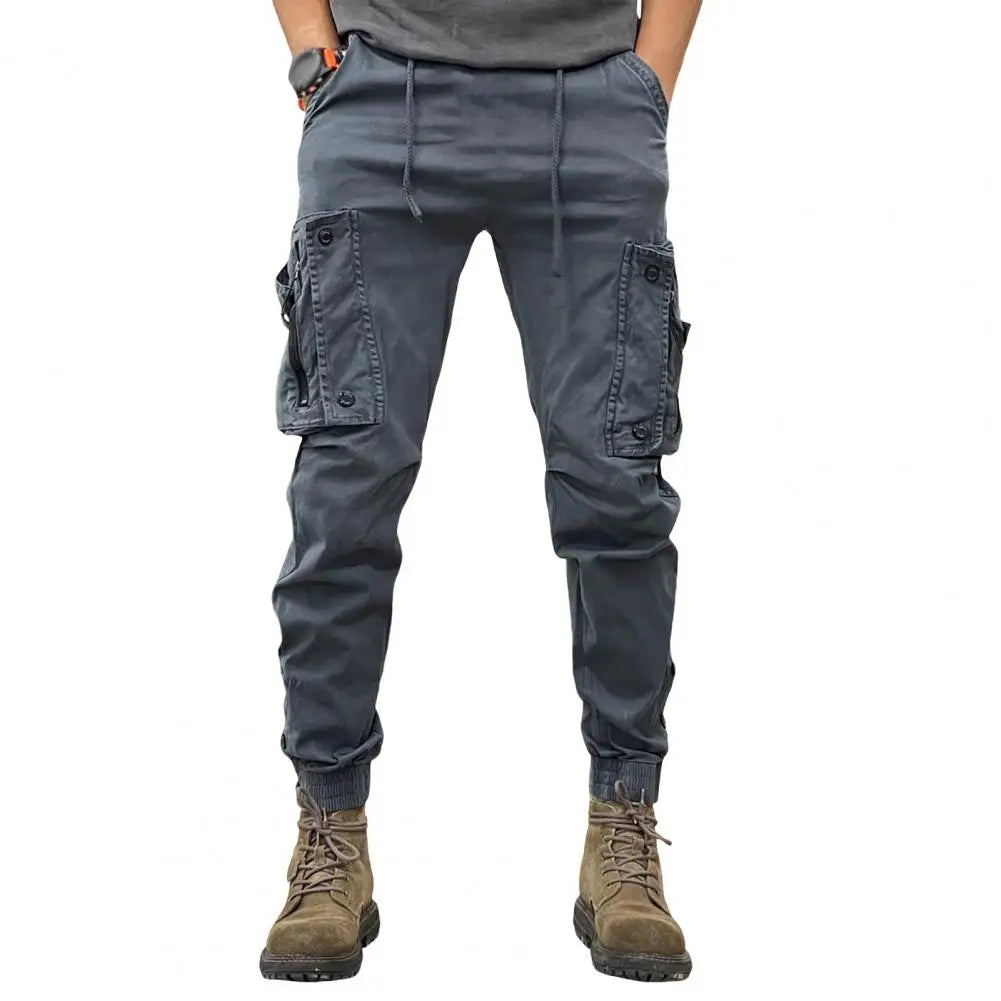 Cargo Pants for Mens Elastic Casual Trousers Zipper Multi-Pocket Joggers