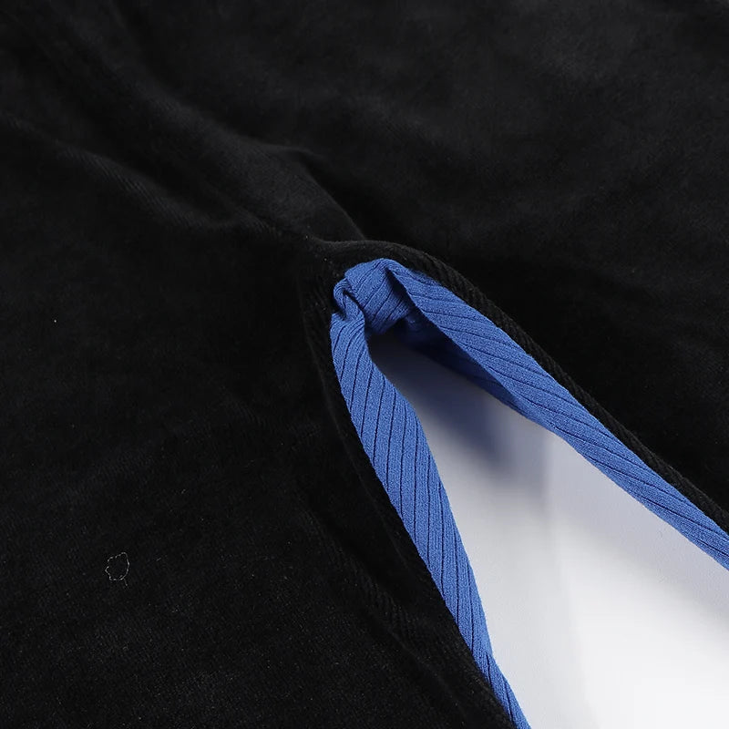 Boys pajama set blue black top and pants kids clothes for boy and girl clothing round neck winter season front velour back rib