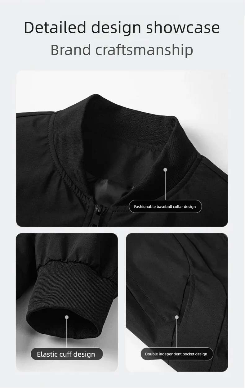 Men's Bomber Jacket Fashion Stylish Lightweight Windbreaker Spring Fall Casual Jackets for Men Outdoor Mens Coats