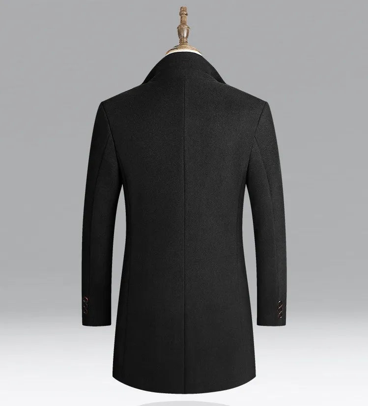 Man Coat Autumn Winter Thicken Warm Long Sleeve Men Outerwear Turn Down Collar Single-breasted Business Casual Male Jacket