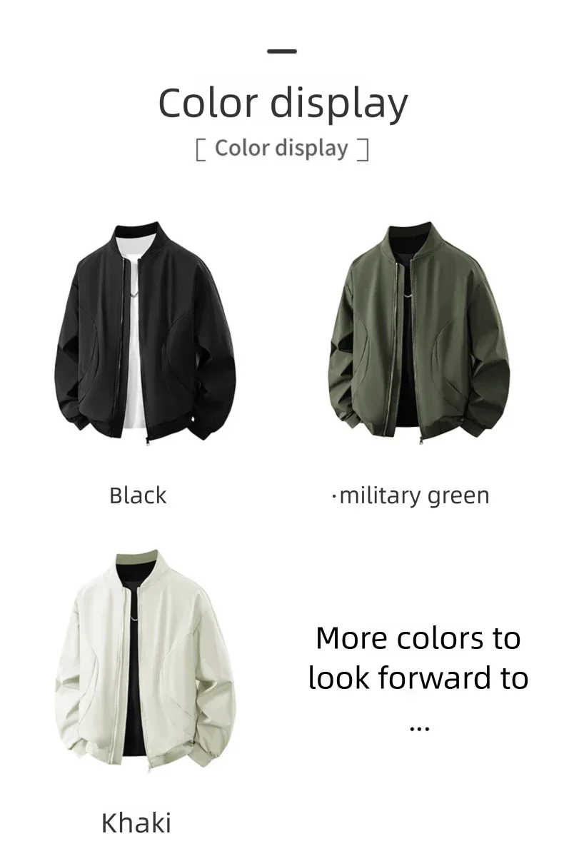Men's Bomber Jacket Fashion Stylish Lightweight Windbreaker Spring Fall Casual Jackets for Men Outdoor Mens Coats