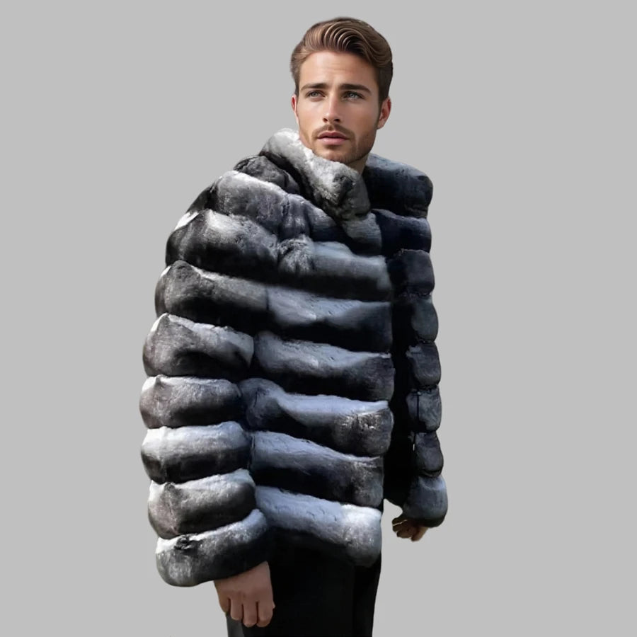 Mens Winter Rex Rabbit Fur Coats Real Fur Jackets Mens Luxury Coats Chinchilla Fashion Fur Jacket Men