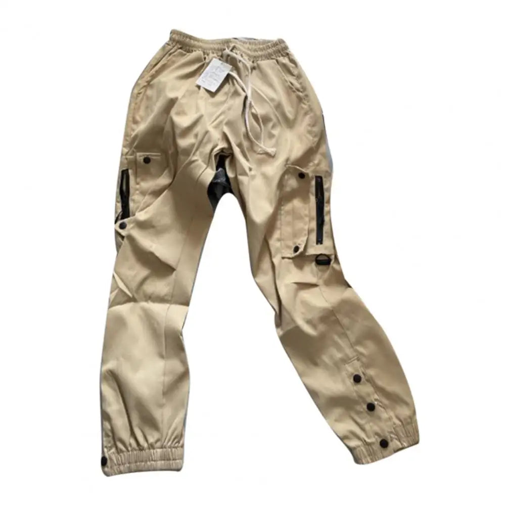 Cargo Pants for Mens Elastic Casual Trousers Zipper Multi-Pocket Joggers