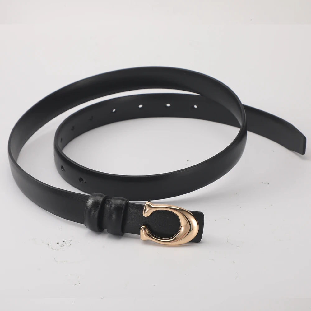High-quality Women's Fashionable Belt C-shaped Buckle Smooth Buckle Temperament Double-sided Gift For Mother Using Belt