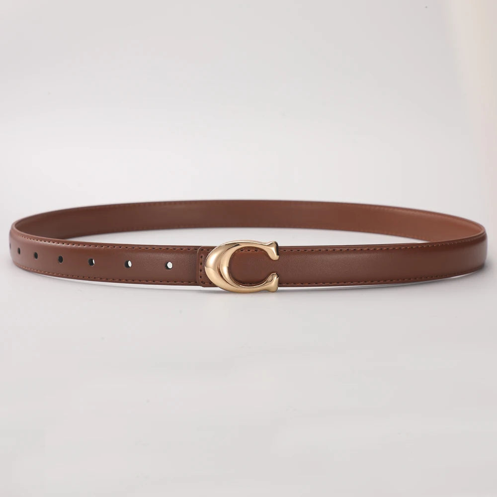 High-quality Women's Fashionable Belt C-shaped Buckle Smooth Buckle Temperament Double-sided Gift For Mother Using Belt