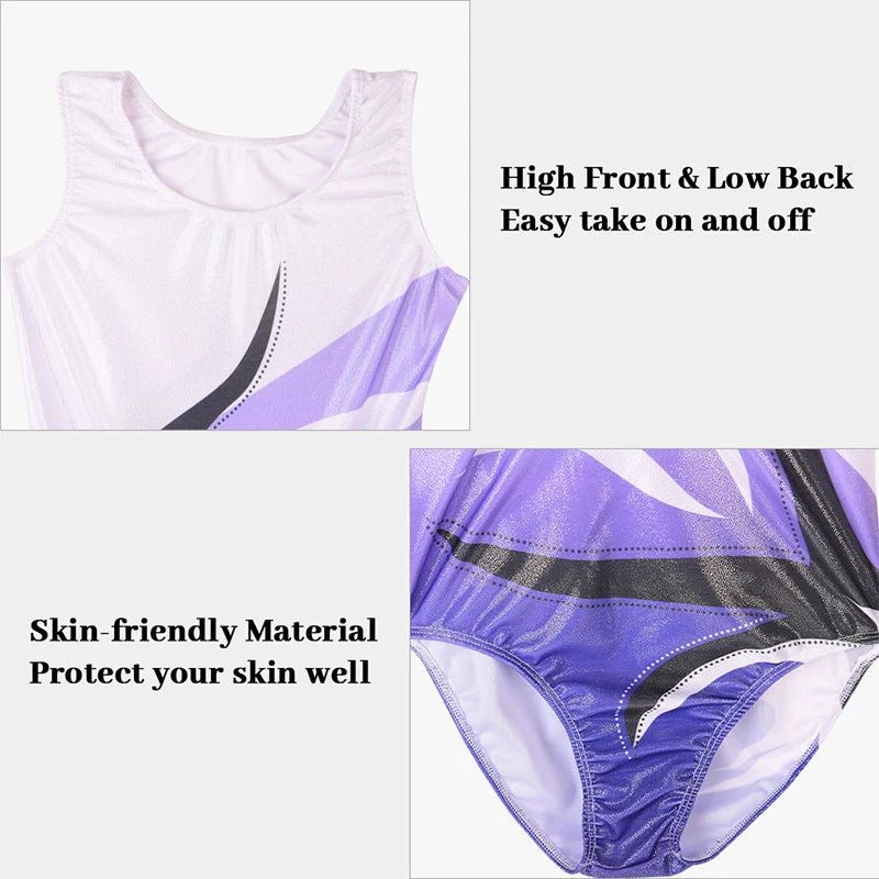 Girls  Vest  Gymnastics Leotard Sparkle 4 Piece Dance Unitard for Kids Toddler Athletic Tumbling Outfits