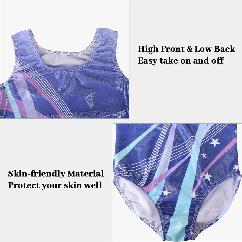 Girls  Vest  Gymnastics Leotard Sparkle 4 Piece Dance Unitard for Kids Toddler Athletic Tumbling Outfits
