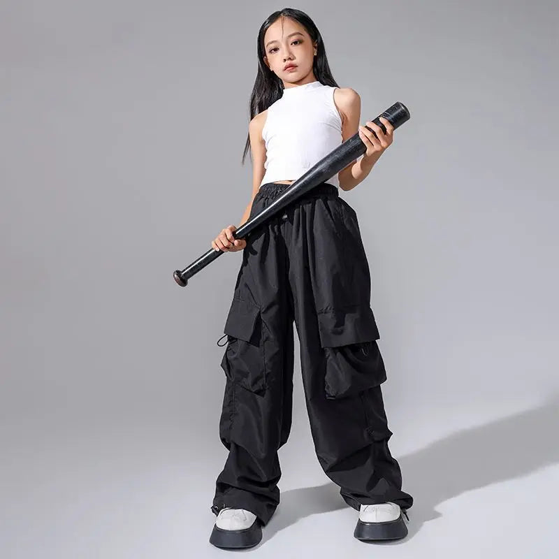 Girls Cargo Pants 5-14 Years Spring Fashion Children Loose Trousers Autumn Kids New Style Wide-leg Pants Girl Casual Clothing