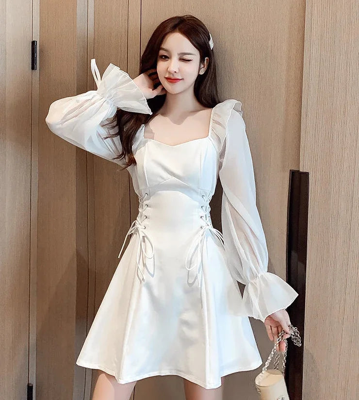Female Dresses  Coquette Women's DressSilk Satin Chiffon Sexy Black Holiday New Features Korean Style Clothing Cheap Casual X In