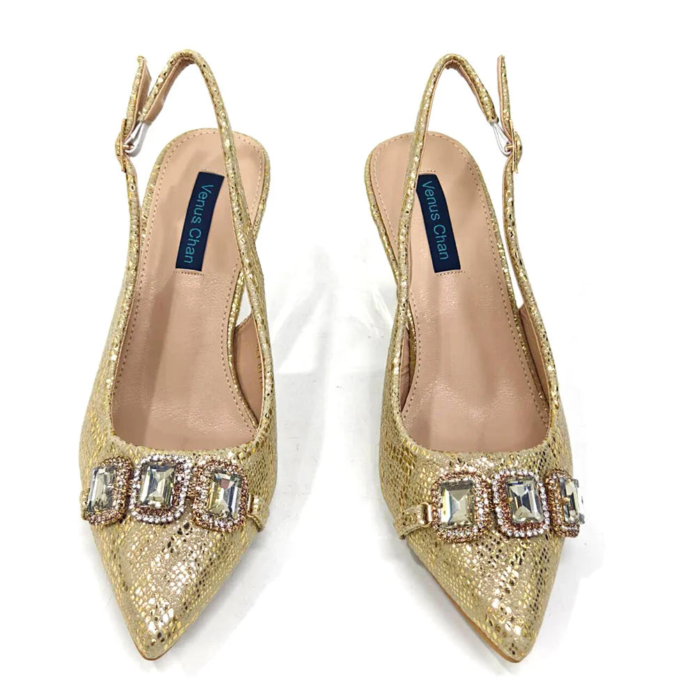 2024 Rhinestone Pointed-Toe High Heels Shoes and Bags Set for Women Wedding and Party Elegant Luxury Fashion in Wine Color