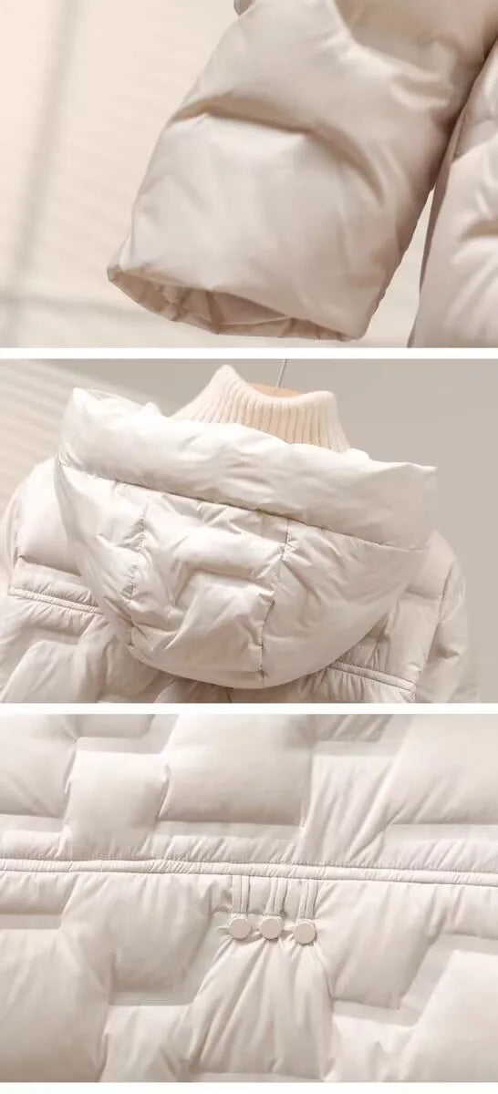 Women's Jackets Autumn and Winter Warm Down Jacket Pressed Rubber Hooded Coat 2024 New Light Slim Street Women's Parka Coat