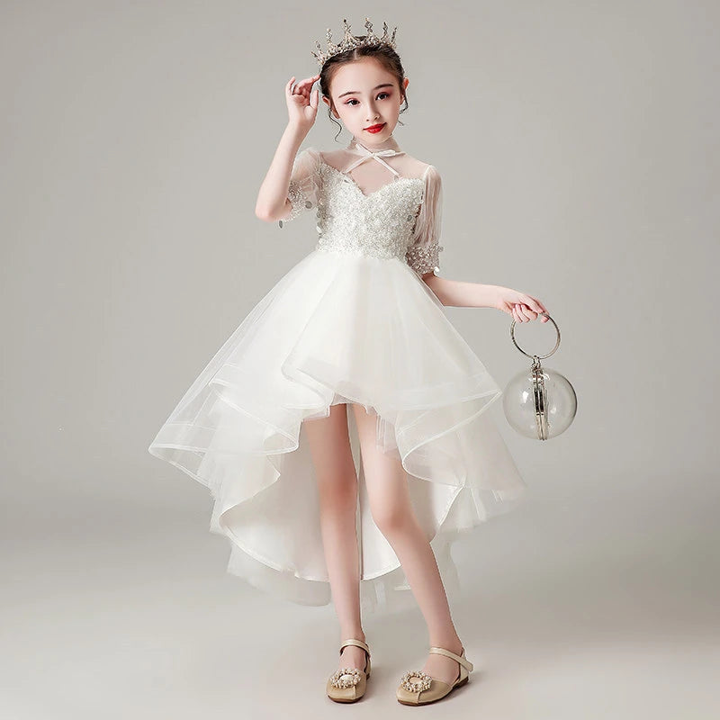 Children Clothing Green Dress for Girls 3 To 14 Year Elegant Formal Evening Dresses Long Luxury Cute Kid Wedding Party Ball Gown