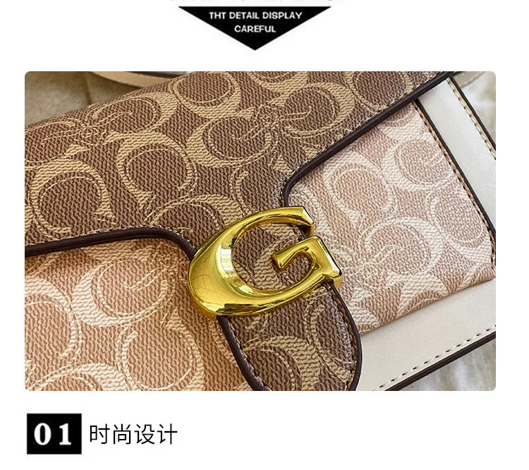 Women Bags Elegant Underarm Bag Letter Print Single Shoulder Crossbody Bag PU Leather Small Messenger Bag Flip Women's Handbags