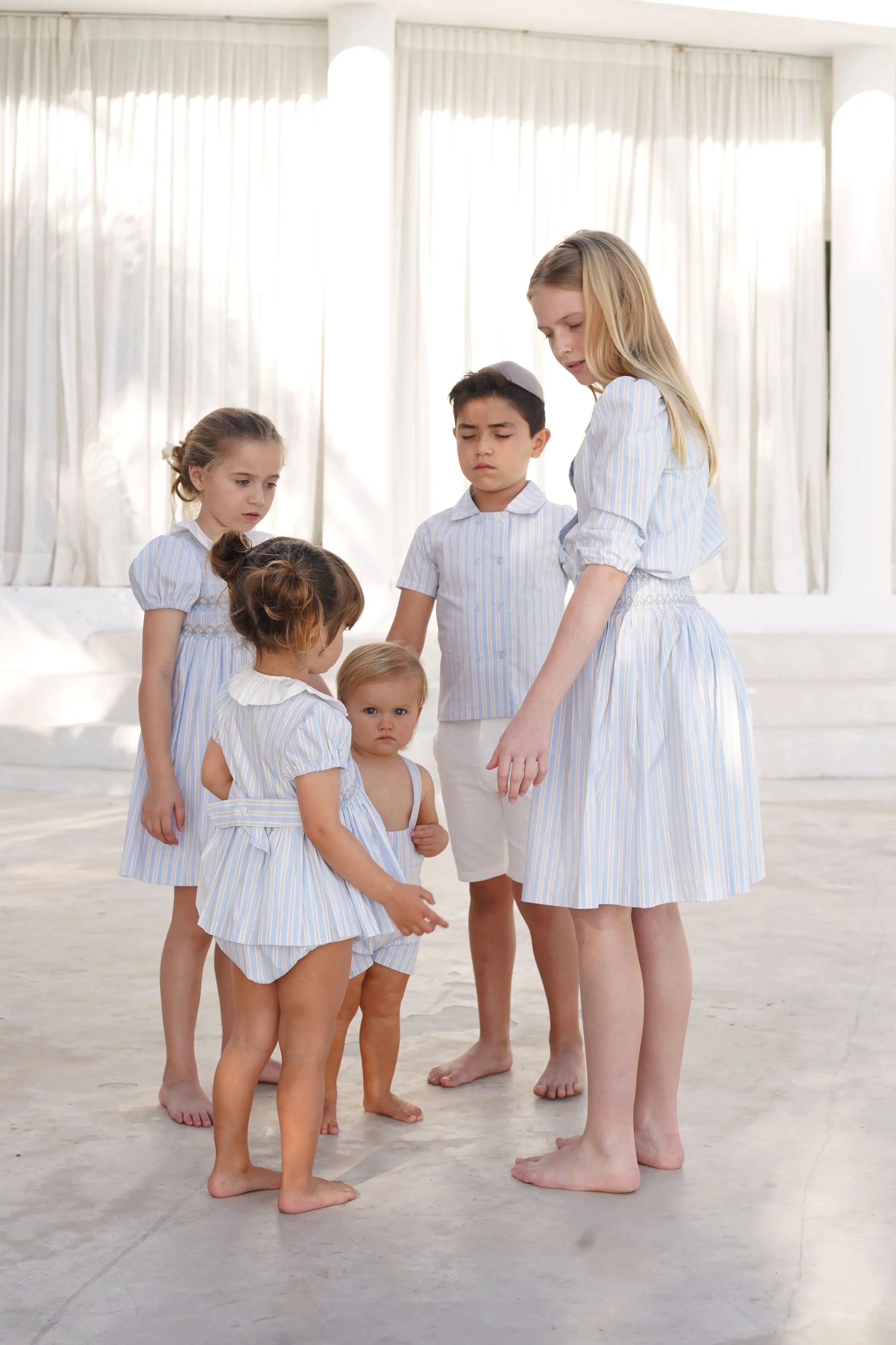 AP Summer Heirloom Striped Collection 2025SS Girls Handmade Smocked Dress Cute Baby Gilrl Set Boys Family Matching Clothing