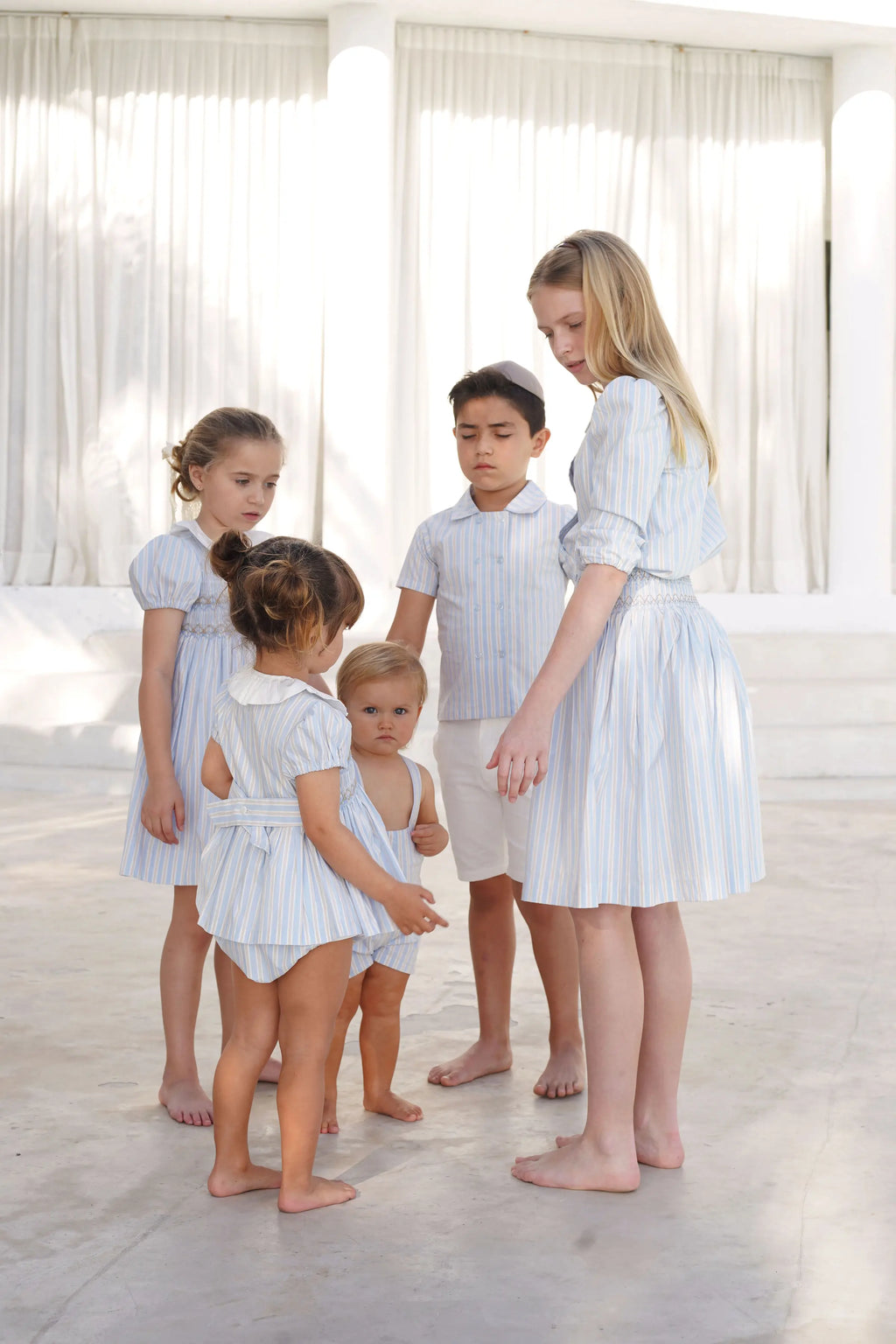 AP Summer Heirloom Striped Collection 2025SS Girls Handmade Smocked Dress Cute Baby Gilrl Set Boys Family Matching Clothing