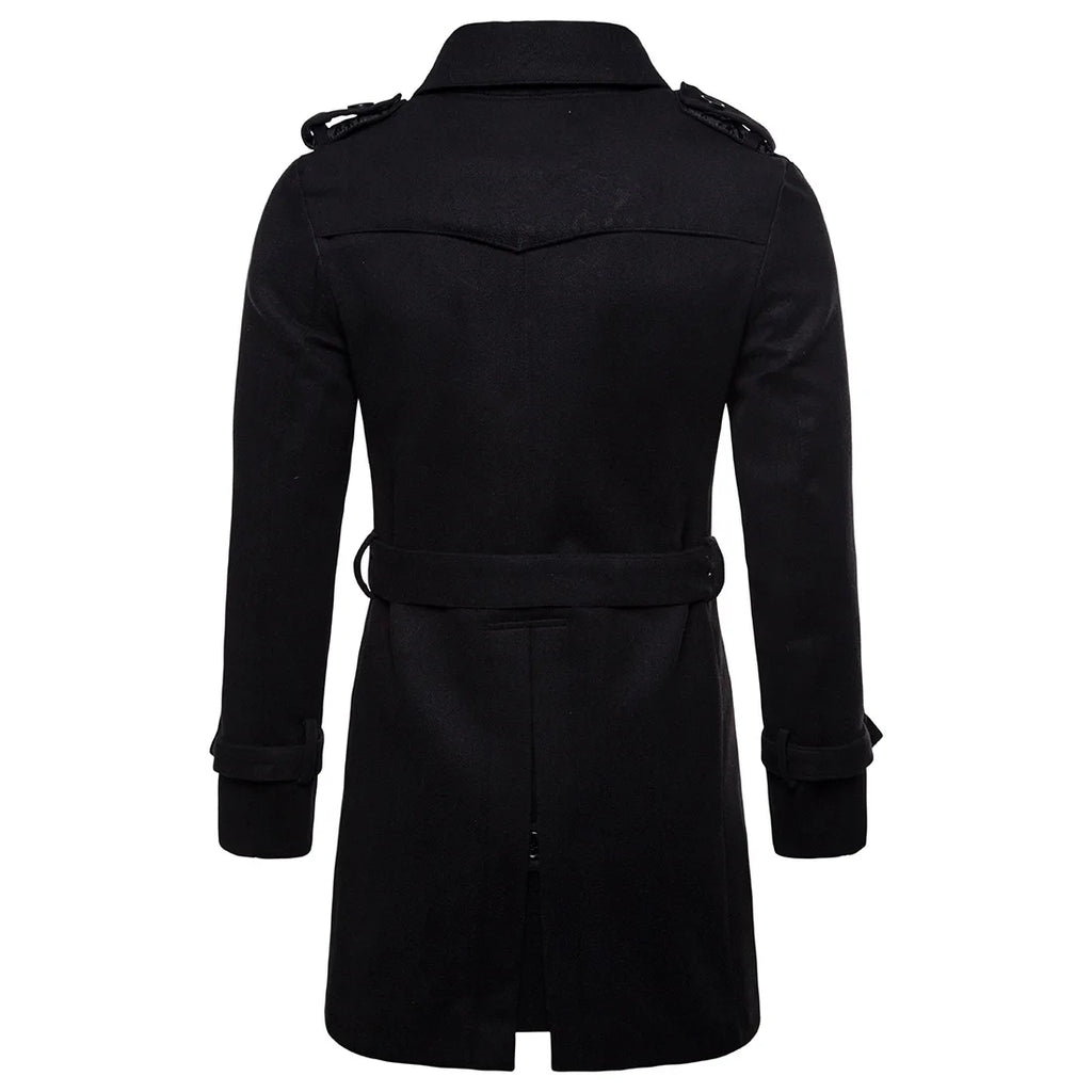 Mens Overcoat Trench Coats Winter Male Pea Coat with Belt Double Breasted Men Wool & Blends Coat Jacket Brand Clothing W10
