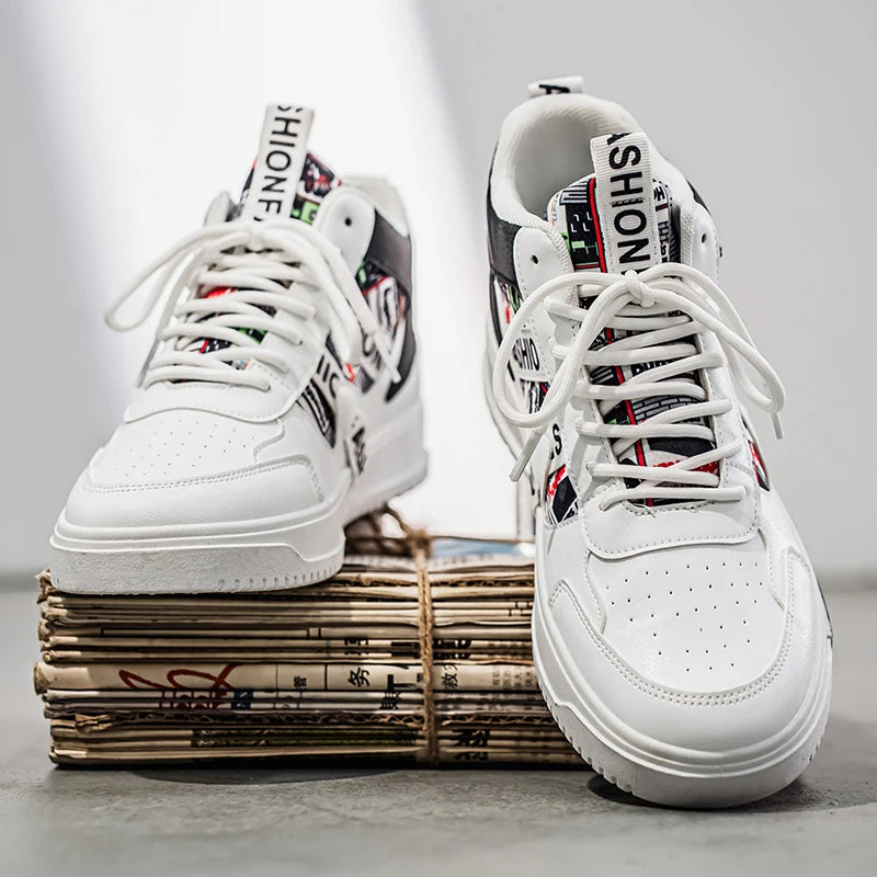 2025 New High-Top Sneakers for Men, Trendy Graffiti Color-Block Men's Shoes, Versatile Street Trend Casual Sports Shoes