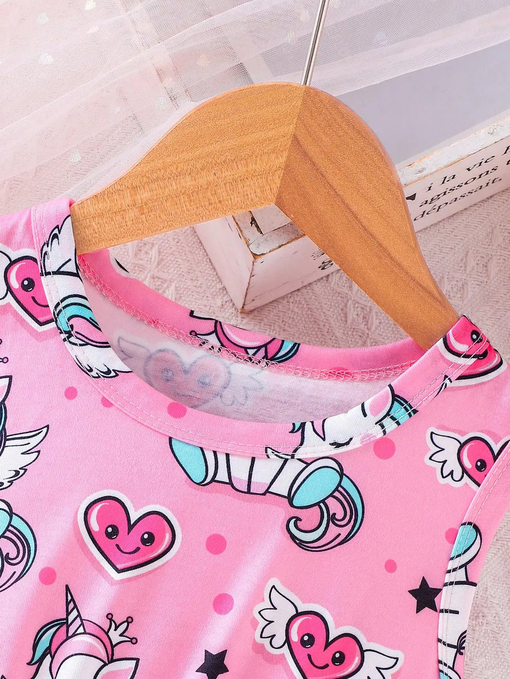 Girls' Elegant Polyester Knit Dress with Cartoon Digital Print