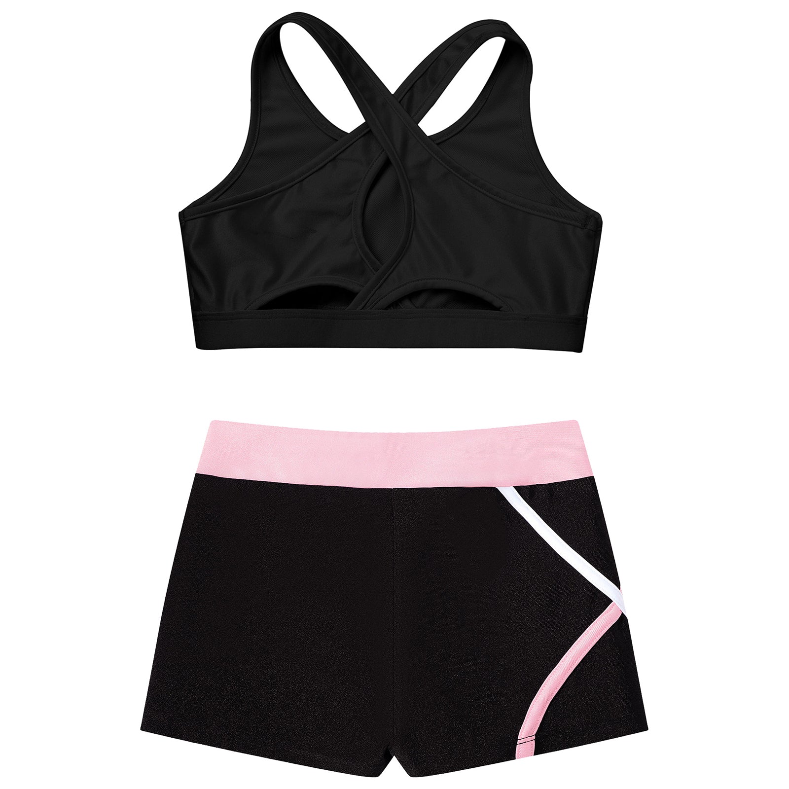 Kids Girls Dance Gymnastics Sports Outfits Sleeveless Crop Top with Shorts Tracksuit Set 2 PCS Yoga Workout Summer Girl Clothing