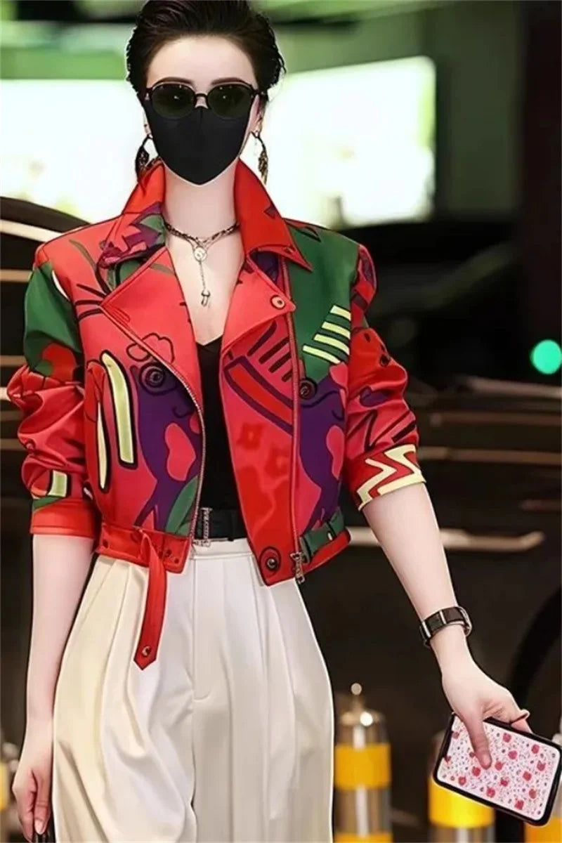 Women Jacket 2025 New Female Short Coat Fashion Printing Jackets Ladies Xiaoxiangfeng High-end Coats With Lining Overcoat Lady