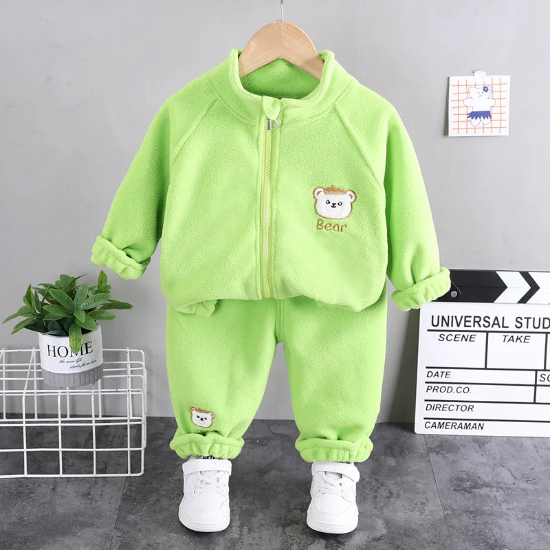 Boys Clothing Sets Children Fashion Cartoon Bear Baby T-shirt Vest Coat And Pants Suit 2pcs Outfits Kids Sport Suit1-4 years