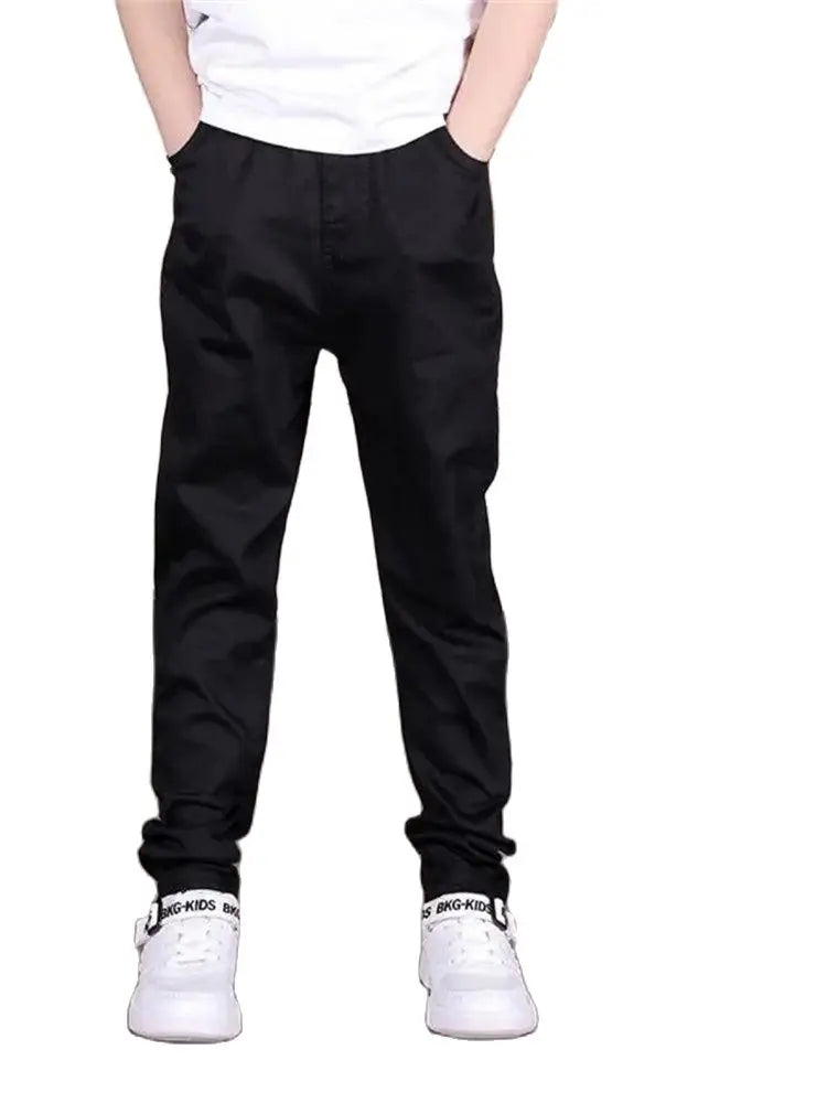 Children's Clothing Boys And Girls Casual Pants Spring Autumn 2023 New Fashion Black White Student Costumes Big 100%  Cotton