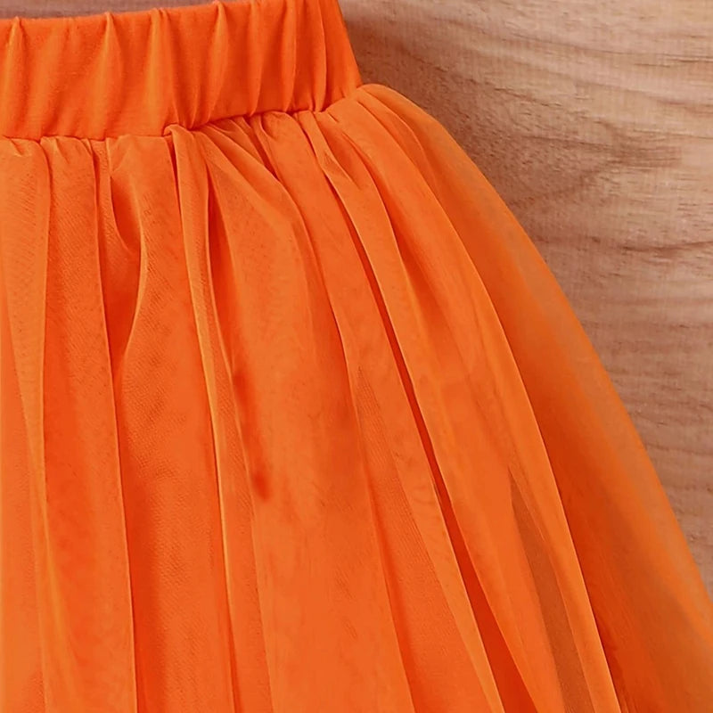 5-14 Years Teenagers Girls Clothing Sets Summer New Cotton Fashion Top + Mesh Skirt Two Piece Set Birthday Gifts Kids Clothes