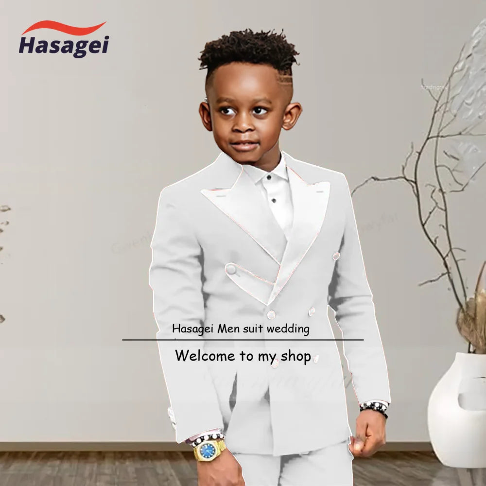 Boys Suits Fashion Luxury Red Suit Set White Pointed Collar Buckle With Double Row Front Slotted Business Casual