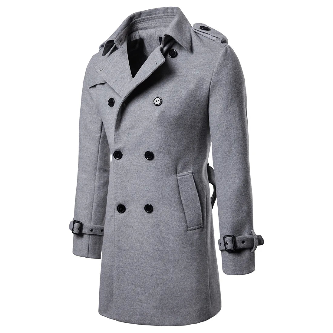 Mens Overcoat Trench Coats Winter Male Pea Coat with Belt Double Breasted Men Wool & Blends Coat Jacket Brand Clothing W10