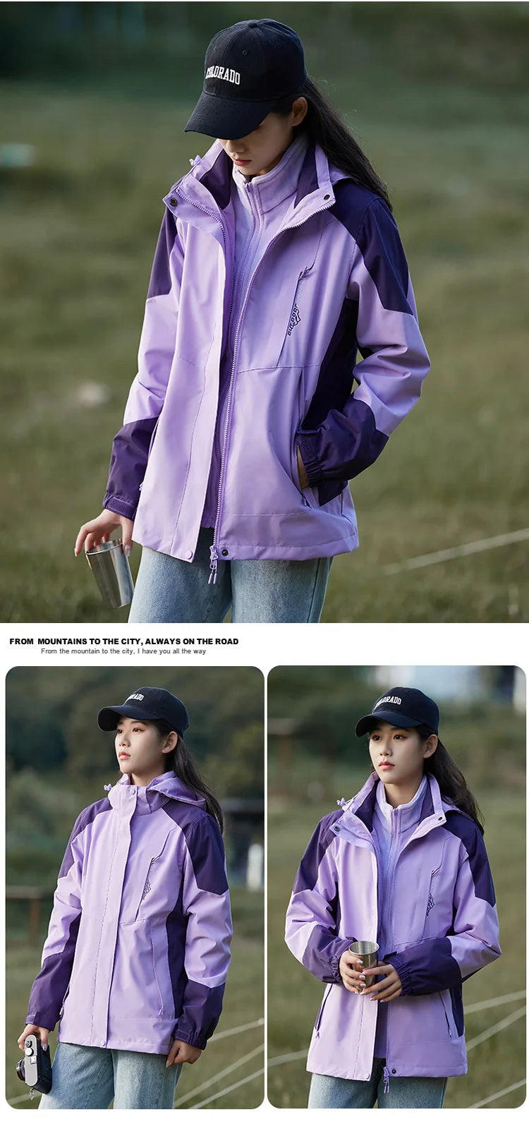 Waterproof Hiking Jackets Women Windbreakers Down Jacket for Women   New Three-in-one Mountaineering Coats Clothes