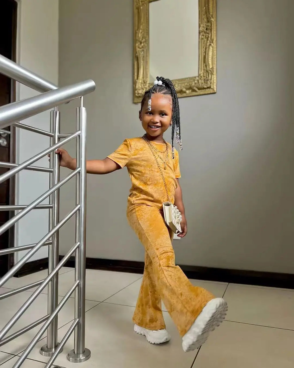 Girls' Clothes Set Children Short Sleeved Fared Pants 2-Piece Set Baby Casual Wear Printing Kids Girl's Clothes 3 4 5 6 7 8 Year