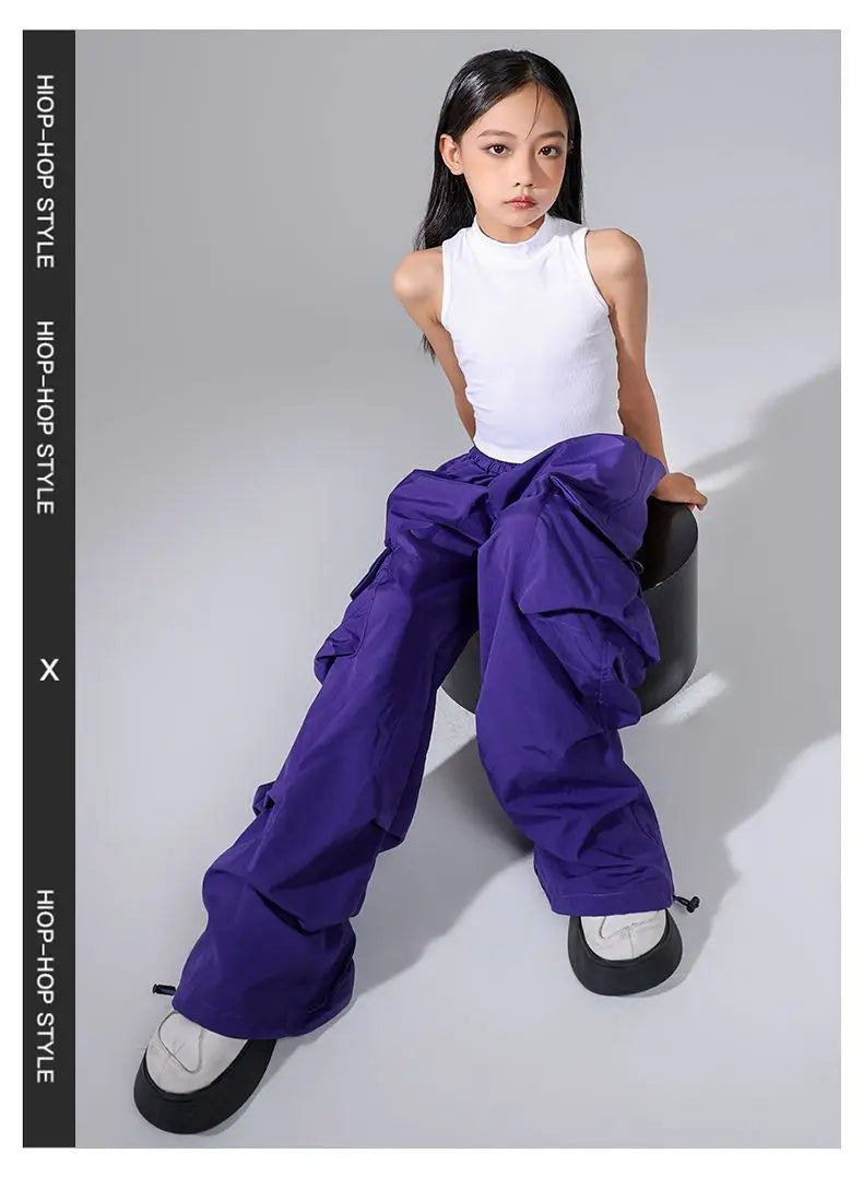 Girls Cargo Pants 5-14 Years Spring Fashion Children Loose Trousers Autumn Kids New Style Wide-leg Pants Girl Casual Clothing