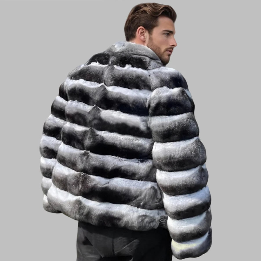 Mens Winter Rex Rabbit Fur Coats Real Fur Jackets Mens Luxury Coats Chinchilla Fashion Fur Jacket Men