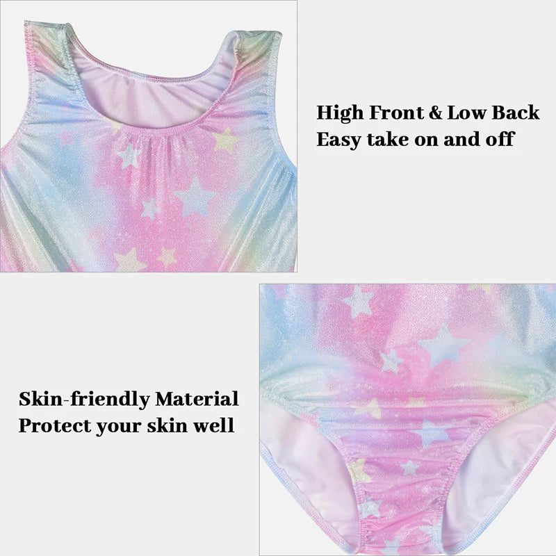 Girls  Vest  Gymnastics Leotard Sparkle 4 Piece Dance Unitard for Kids Toddler Athletic Tumbling Outfits