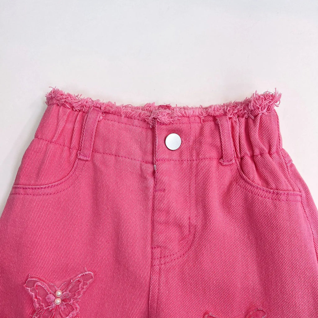 2025 Girls' Summer New Clothing Set Fashion Children's Sleeveless Top+ Ripped Jeans Two-piece Set Baby Clothes