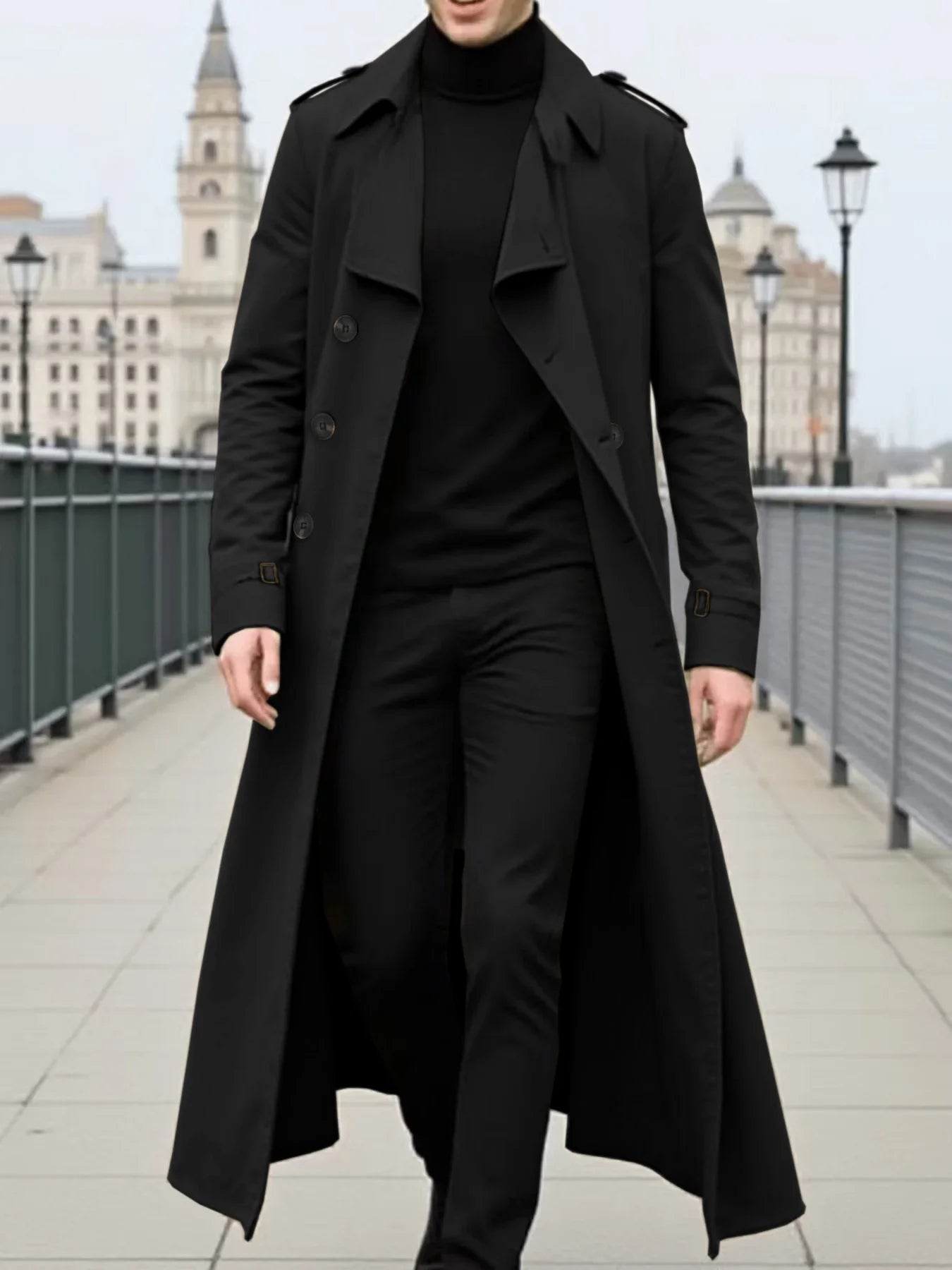 Men's Jacket Winter Thickened Trench Coat Double-Breasted Warm Jacket for Fashionable Wear Blazer