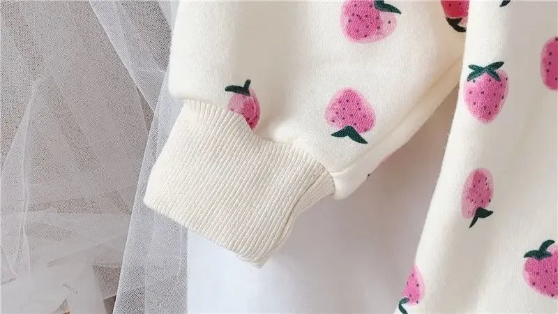 Girls Dress Autumn Spring New Girls' Splicing Pleated Dress Polka Dot Printed Baby Kids Casual Clothing