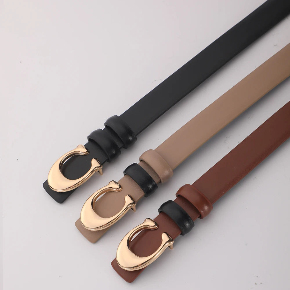 High-quality Women's Fashionable Belt C-shaped Buckle Smooth Buckle Temperament Double-sided Gift For Mother Using Belt