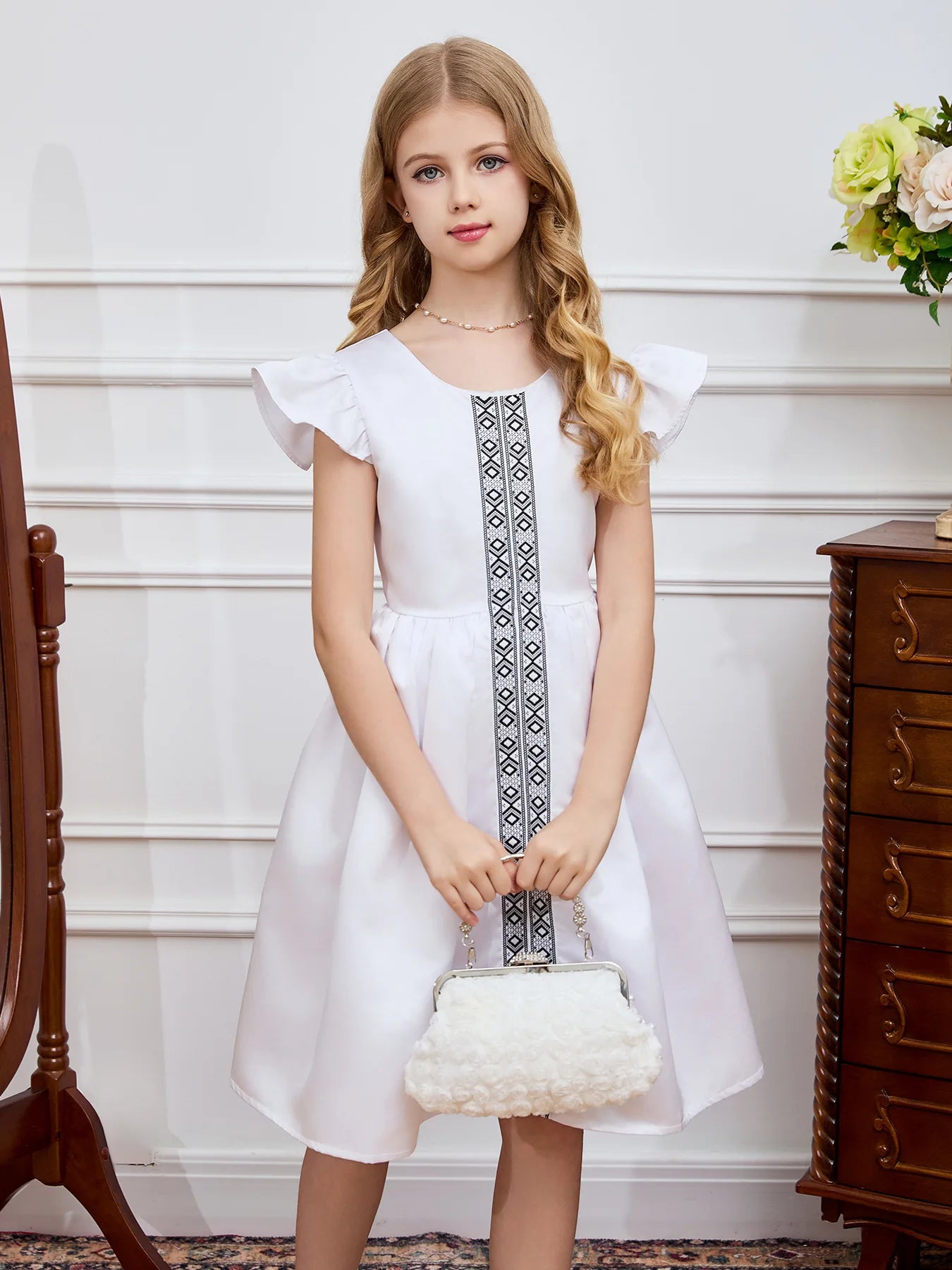 Girls White Dress 2025 Fashion Teenage Summer Short Sleeve Clothing for 2-13Y Girl casual Princess Dresses Elegant party Eid