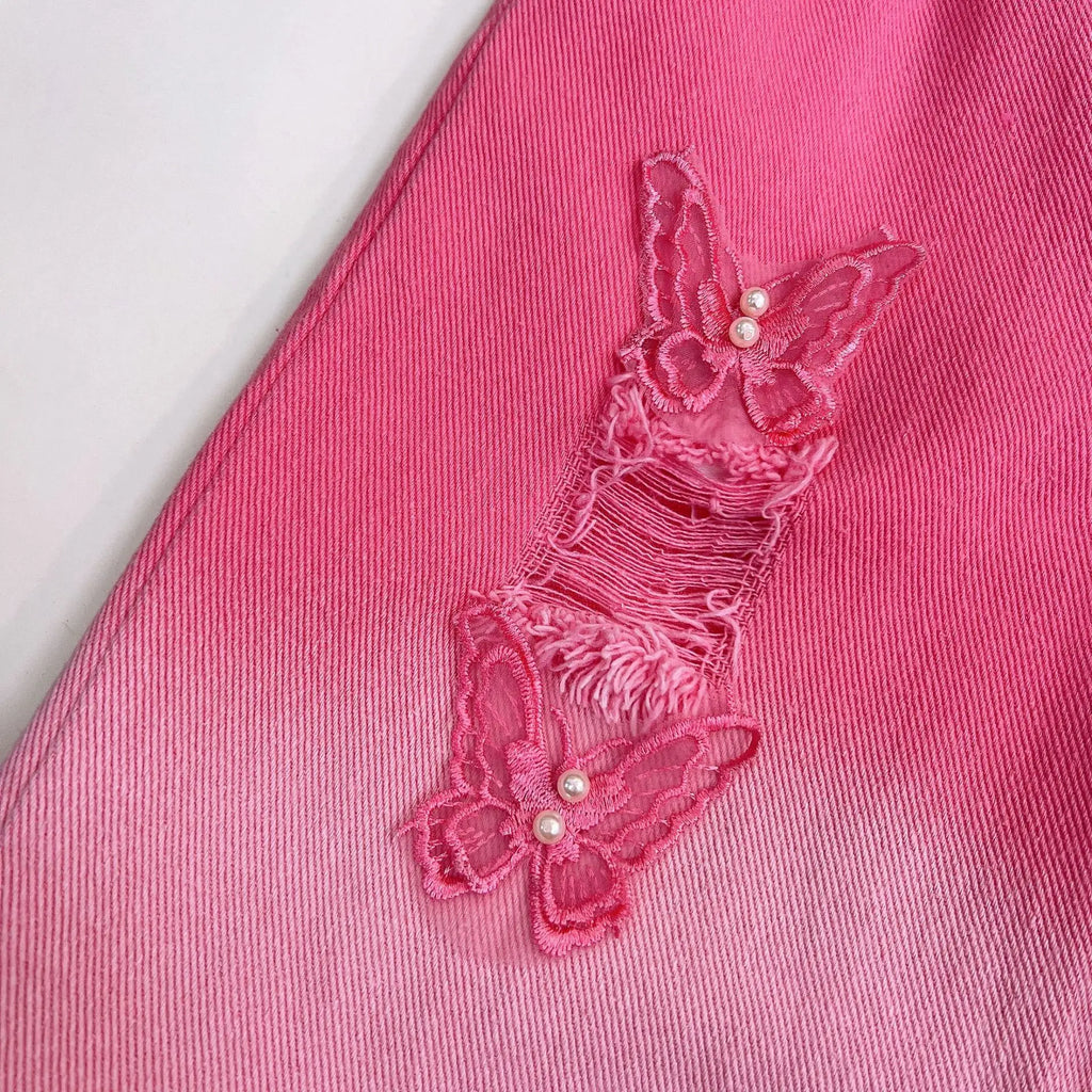 2025 Girls' Summer New Clothing Set Fashion Children's Sleeveless Top+ Ripped Jeans Two-piece Set Baby Clothes