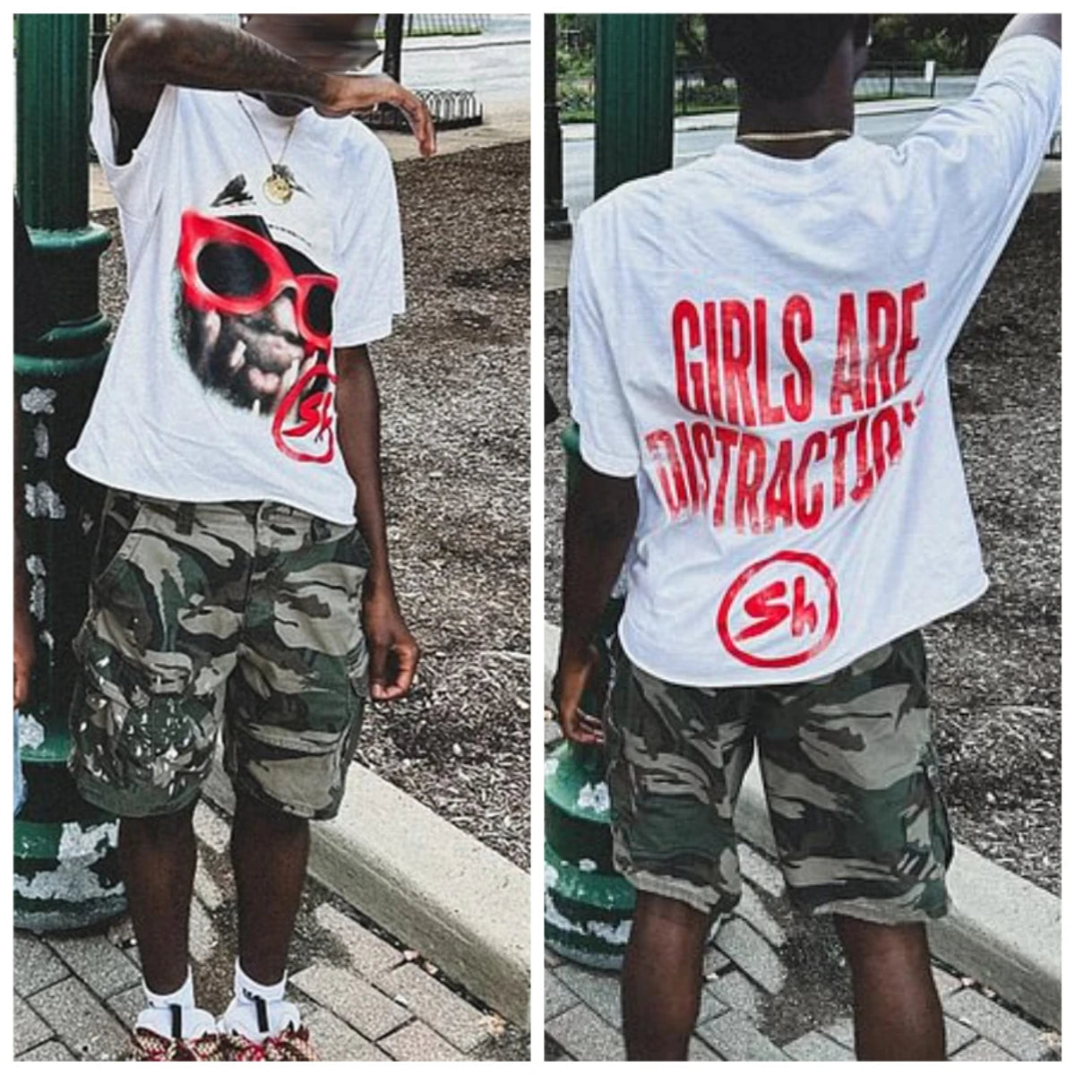 Girls Are Distractions Graphic Vintage Graphic  Print T-Shirts Men Women Y2K Short Sleeves Vintage Streetwear Women Tee Tops